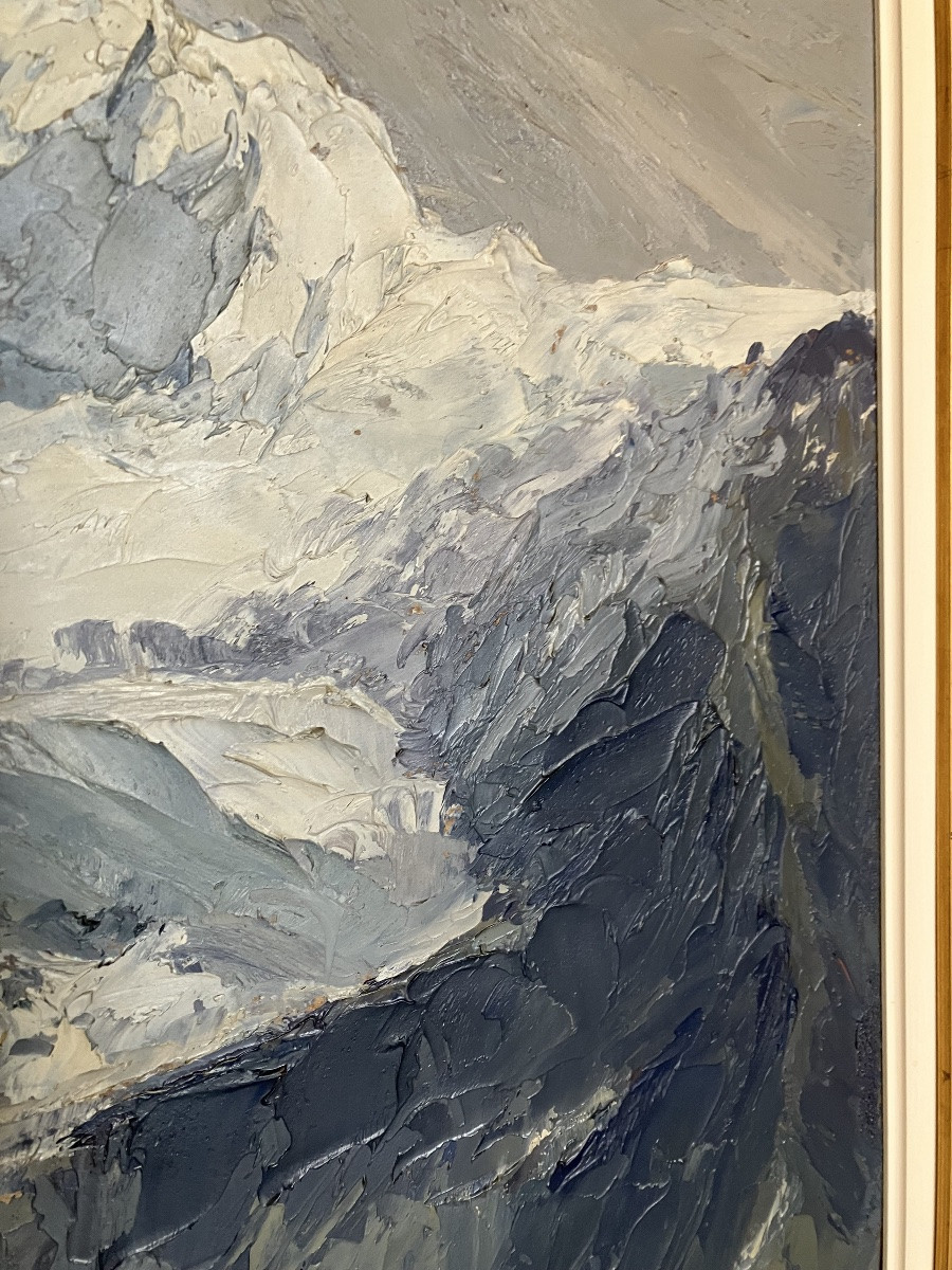 André Kauffer Massif Du Mont Blanc Aiguilles Du Gouter  Tableau Paysage Montagne Neige -photo-8