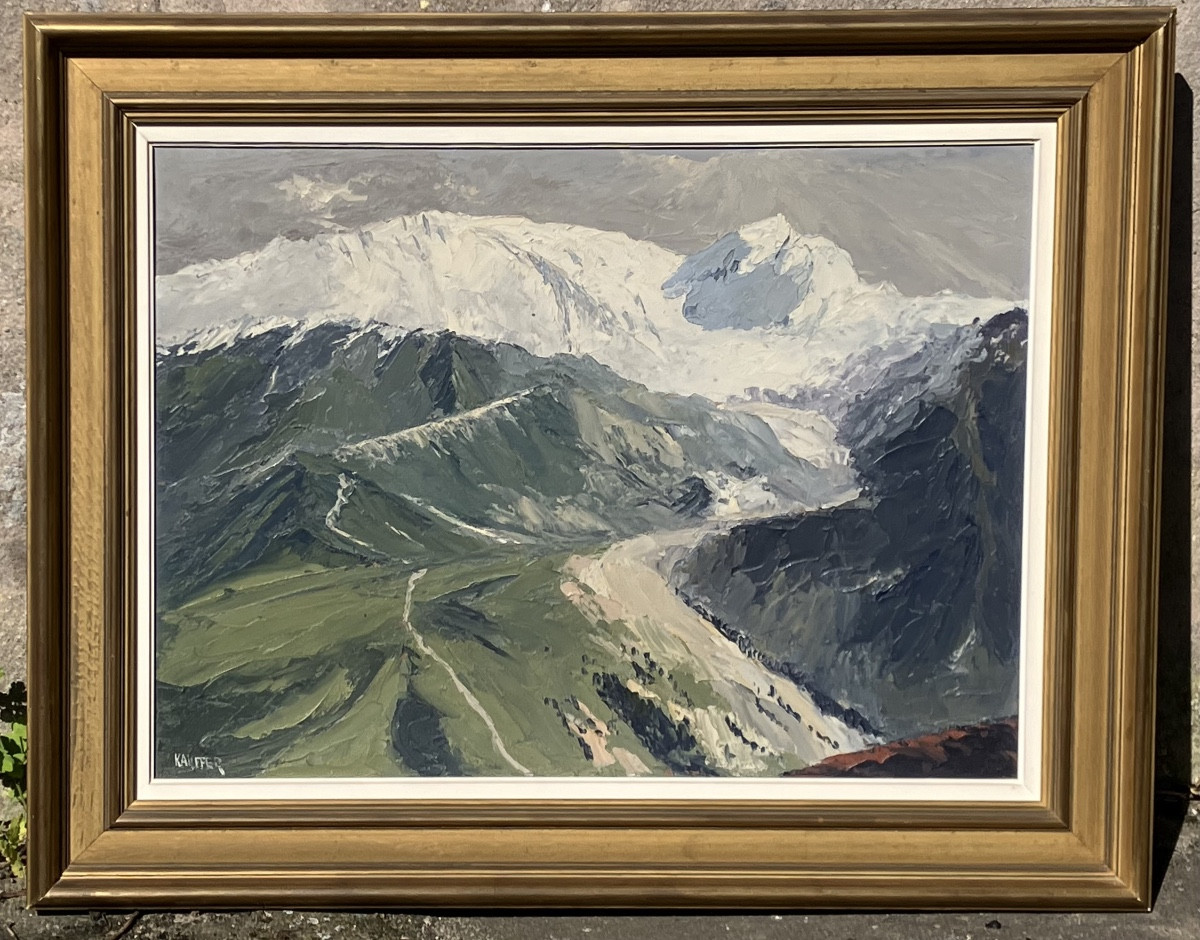 André Kauffer Massif Du Mont Blanc Aiguilles Du Gouter  Tableau Paysage Montagne Neige 