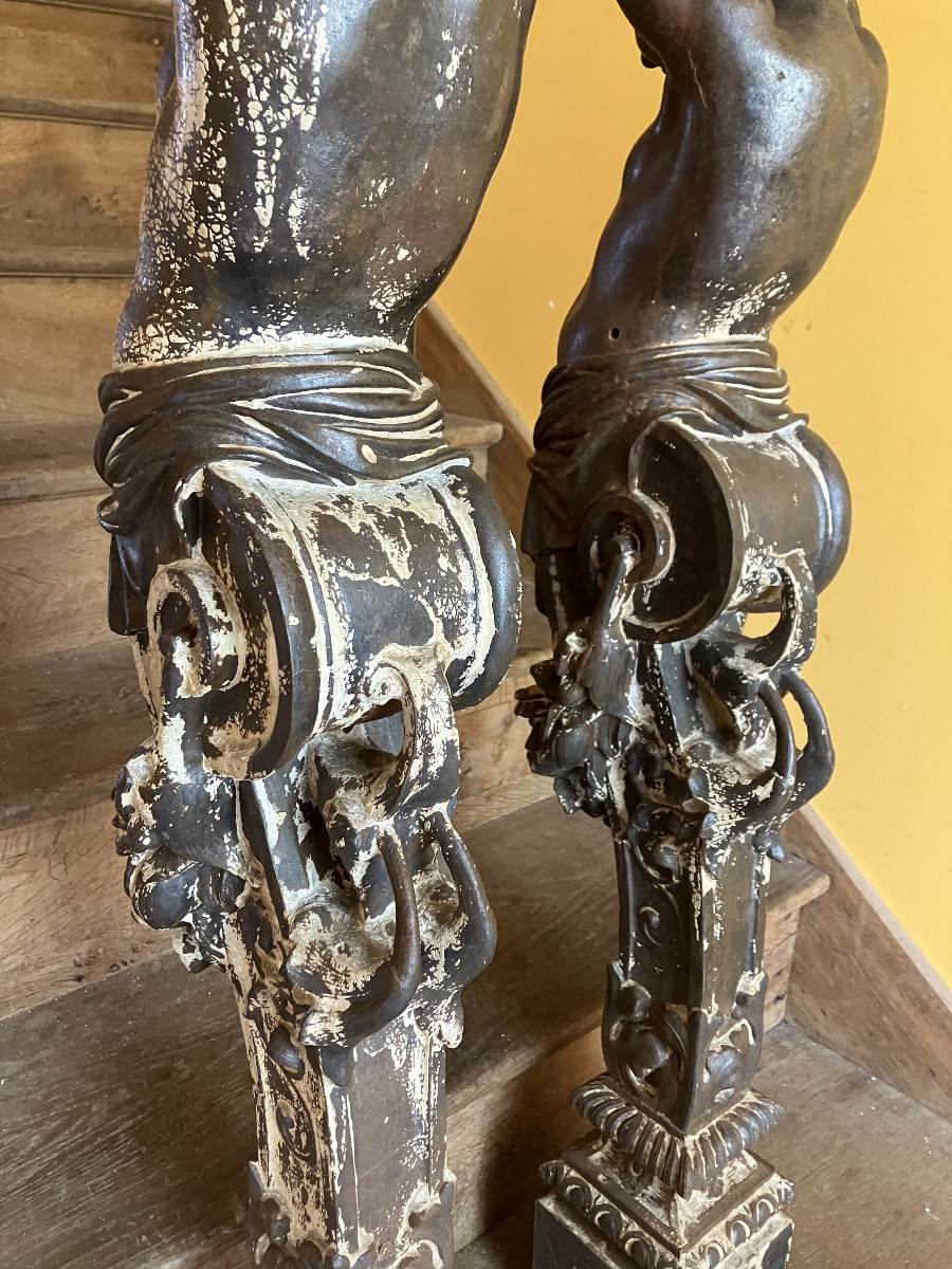Pair Of Cast Iron Staircase Starters -photo-3
