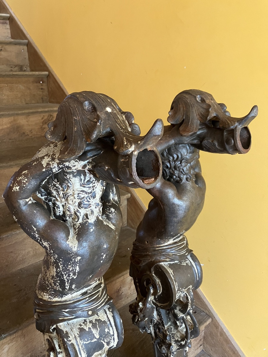 Pair Of Cast Iron Staircase Starters -photo-4