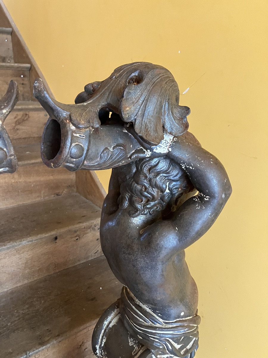Pair Of Cast Iron Staircase Starters -photo-7