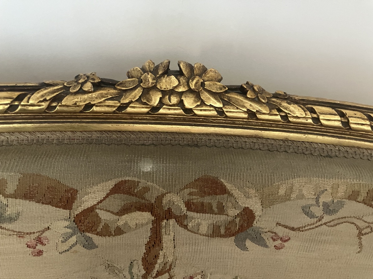 Salon bois doré Louis XVI tapisserie Aubusson Napoléon III-photo-4