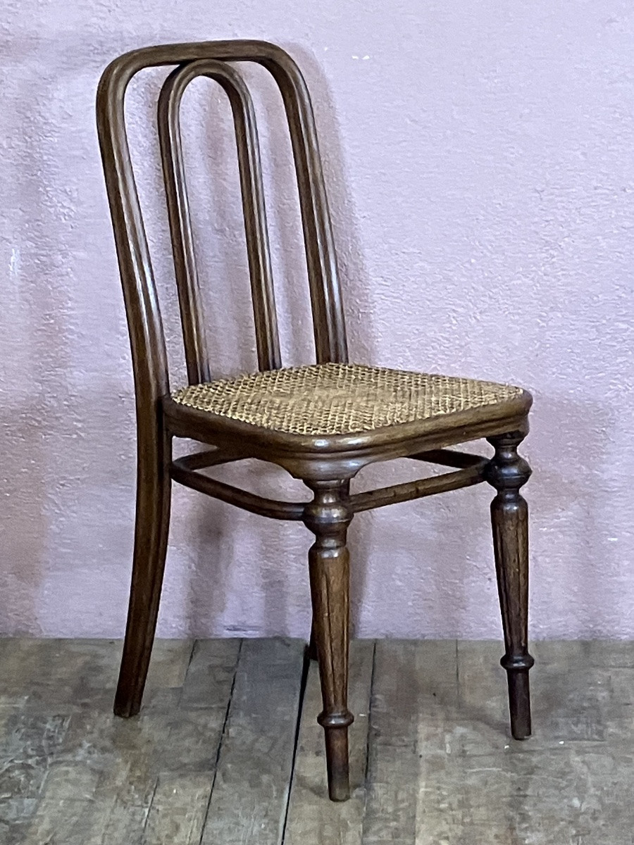 Thonet Série de 8 chaises en bois courbé Bistrot Café avec cannage -photo-1