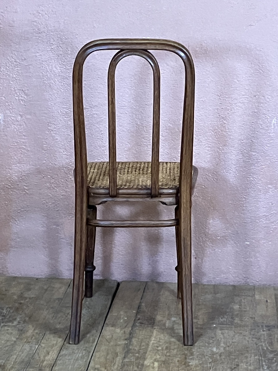 Thonet Série de 8 chaises en bois courbé Bistrot Café avec cannage -photo-4