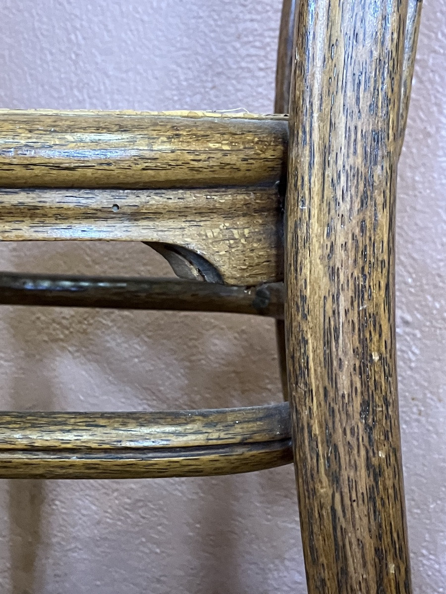 Thonet Série de 8 chaises en bois courbé Bistrot Café avec cannage -photo-8