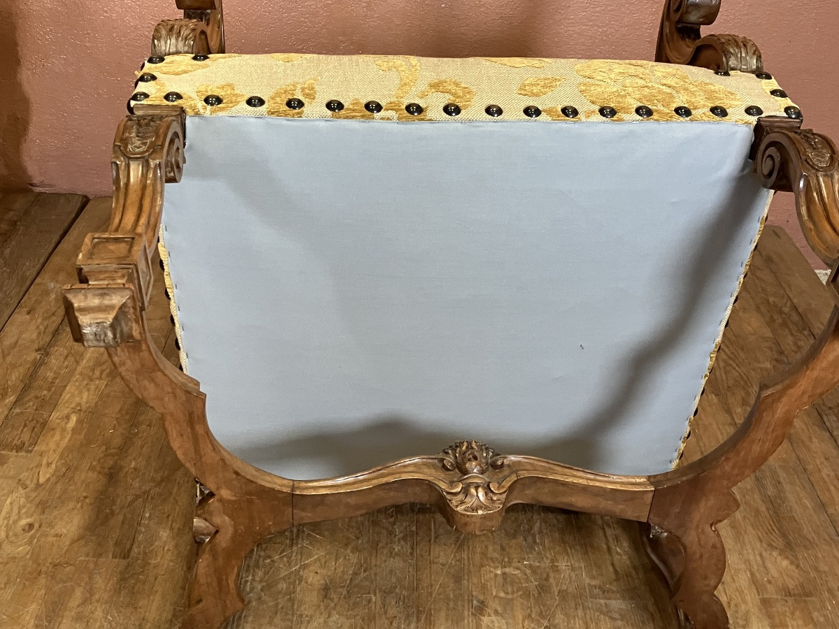 Paire de fauteuils en noyer 19 eme style Louis14 parfait état -photo-5