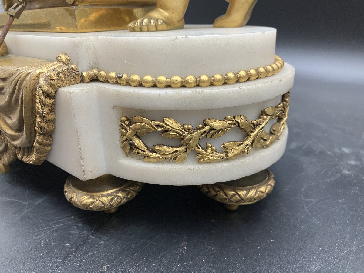 Clodion Garniture de cheminée Pendule + paire de candélabres Bronze doré Napoléon III CLODION -photo-8