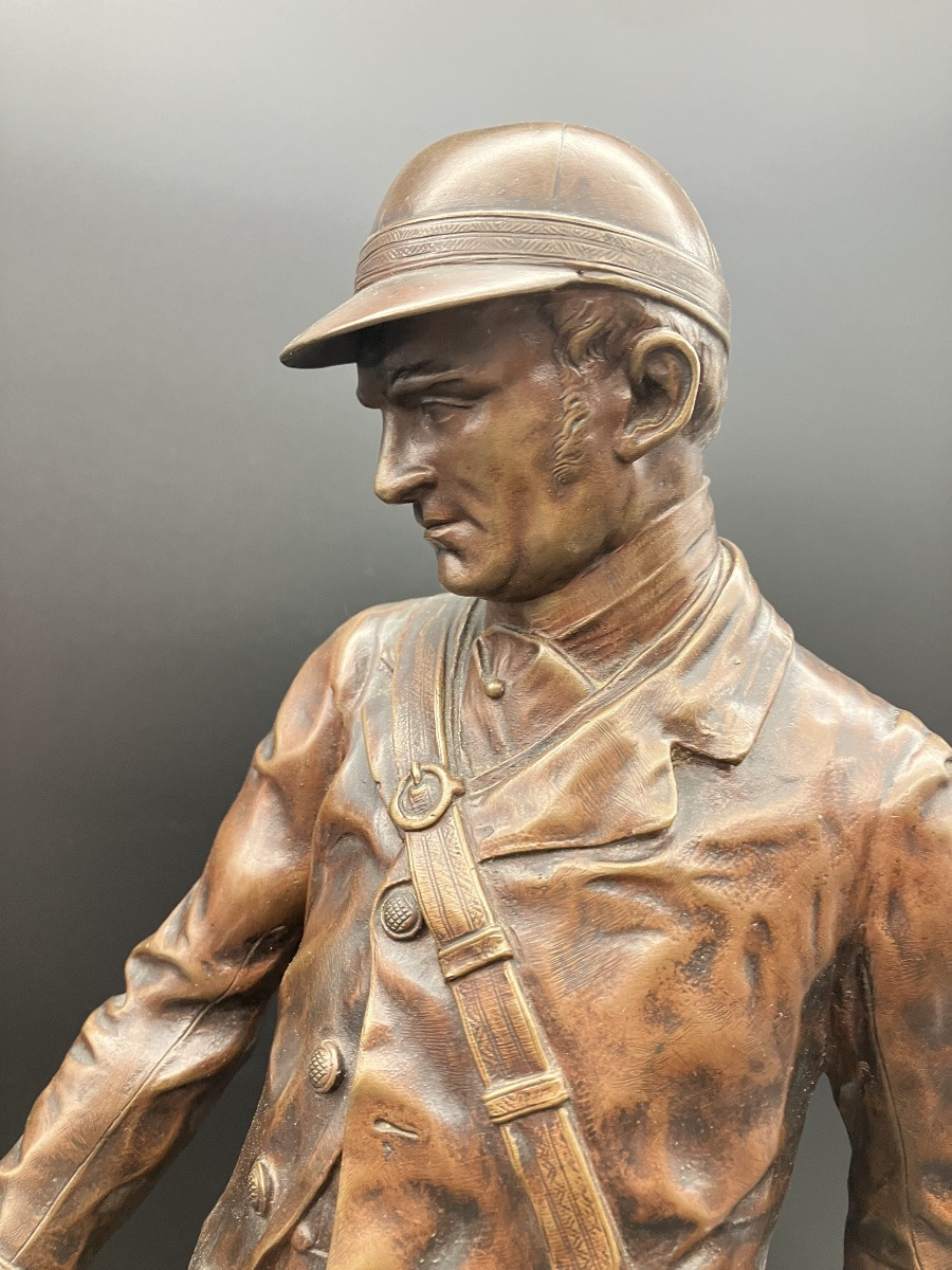 Pierre Jules Mène Bronze Valet de Limier 48 cm Thème de Chasse chien -photo-2