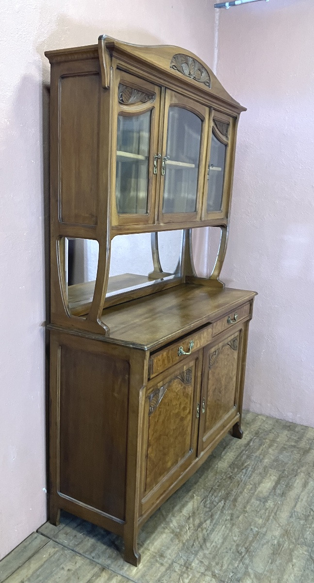 Gauthier Poinsignon Buffet art nouveau école de Nancy en noyer aux pommes de Pin-photo-1