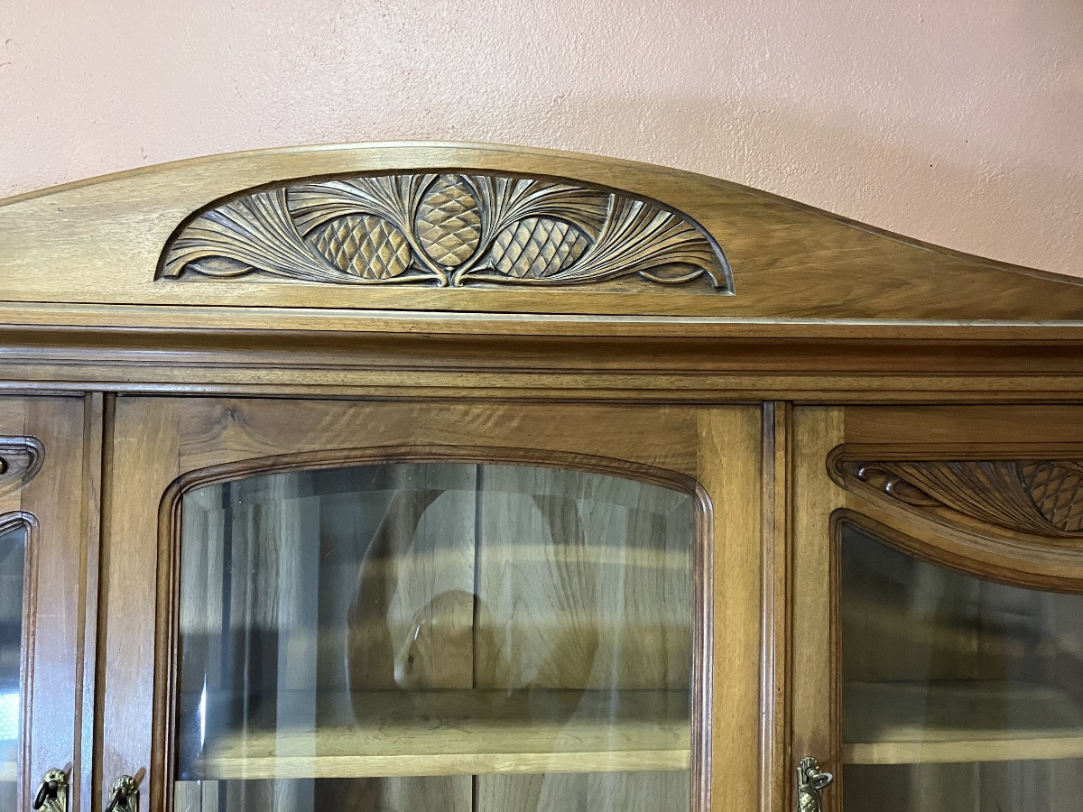 Gauthier Poinsignon Buffet art nouveau école de Nancy en noyer aux pommes de Pin-photo-4