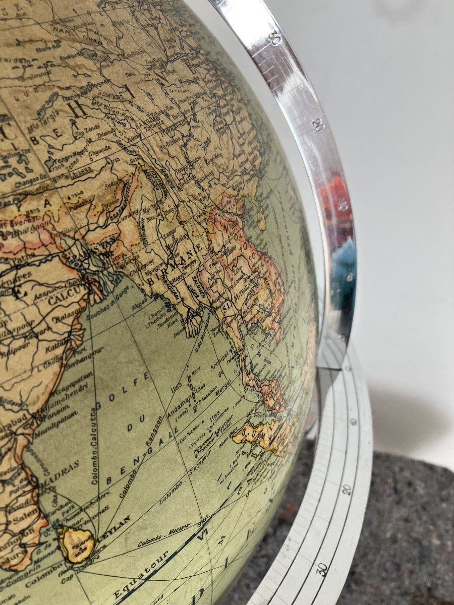 Énorme globe terrestre Girard Barrere et Thomas années 60 Échelle 1/25 000 000-photo-2