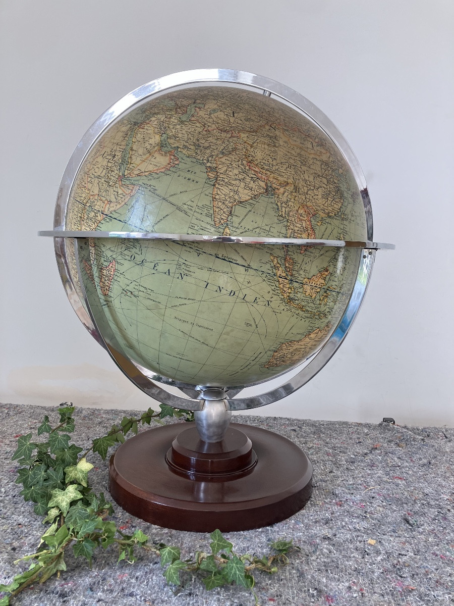 Énorme globe terrestre Girard Barrere et Thomas années 60 Échelle 1/25 000 000