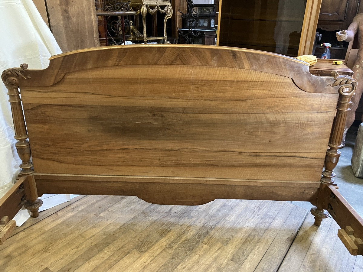 Huge Interior Bed 208 X 186 Cm In Napoleon III Walnut, Very Large King Size Format-photo-6