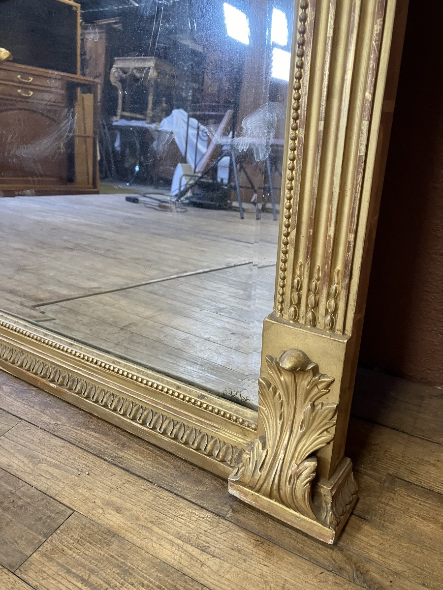 Large Gilded Mirror 170 X 92 Cm Beveled Glass Louis 16 -photo-2