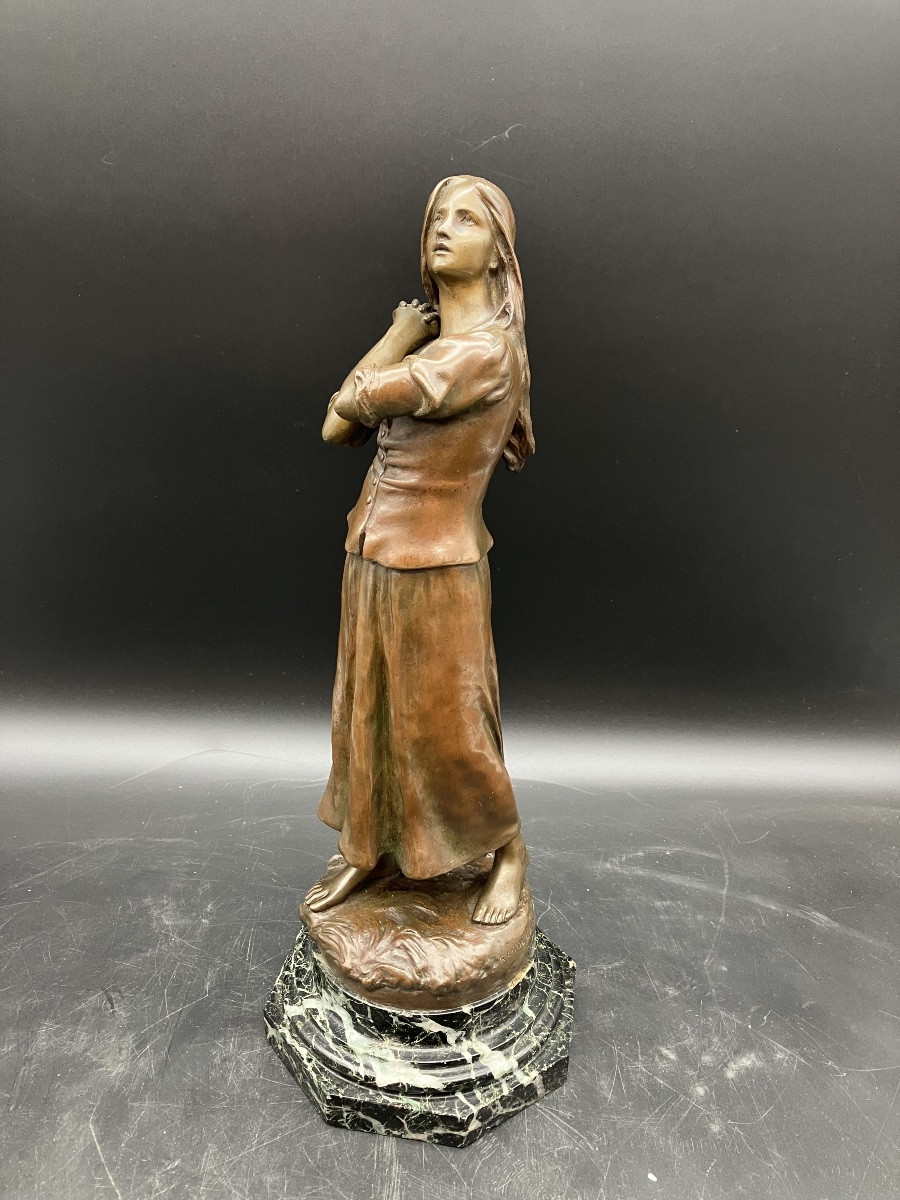 Raoul Larche Jeanne d’Arc ou la foi en bronze Siot fondeur numéroté -photo-1