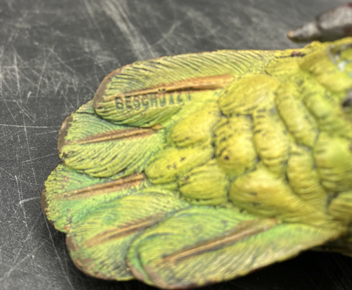 Vienna Bronze Parrot Signed Geschützt -photo-2