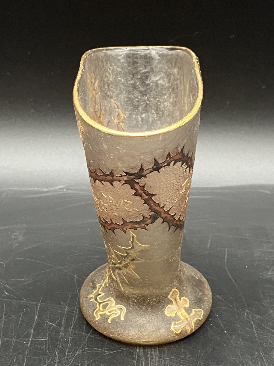 Daum Nancy Art Nouveau Vase With The Motto "whoever Rubs Against It Gets Pricked" Cross Of Lorraine And Thistle-photo-4