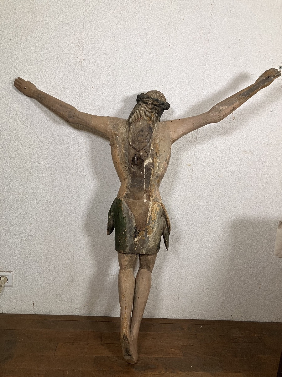 Très grand Christ en  bois  XVI eme siècle Christ Croix-photo-5