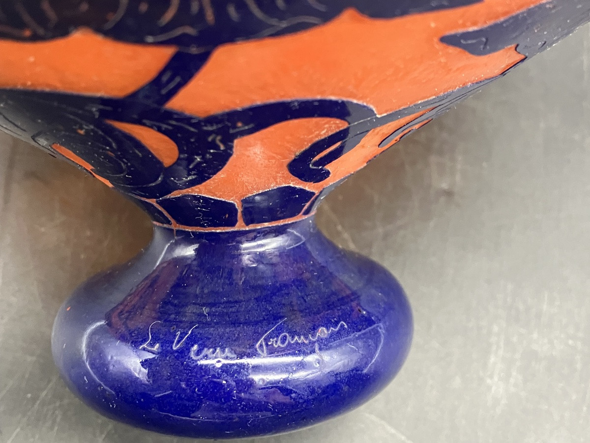 Le verre Français coupe art déco aux Solanées en verre gravé Schneider Charder-photo-2