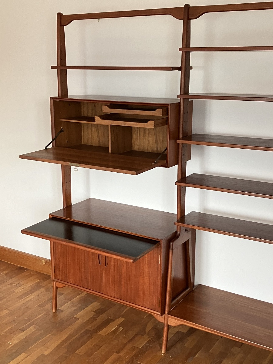 Étagère scandinave modulable  dlg Éric Buch en Teck Danemark Bibliothèque rangement -photo-2
