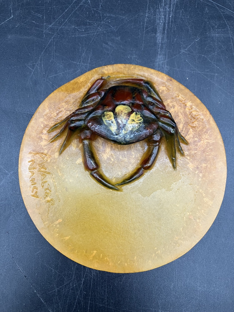 Almaric Walter And Henri Bergé Glass Paste Paperweight With Crab-photo-4