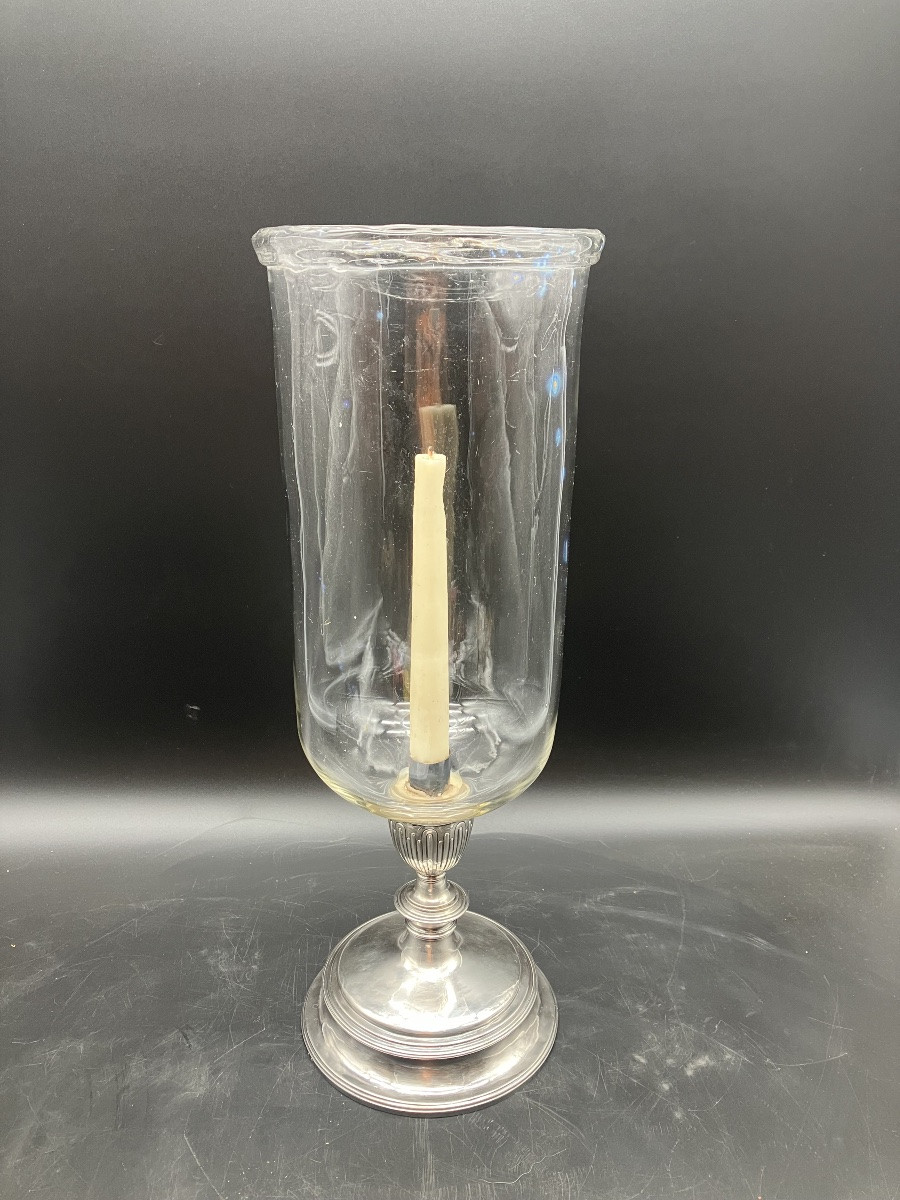 Rare Photophore époque 18ème siècle en argent et cristal -photo-2