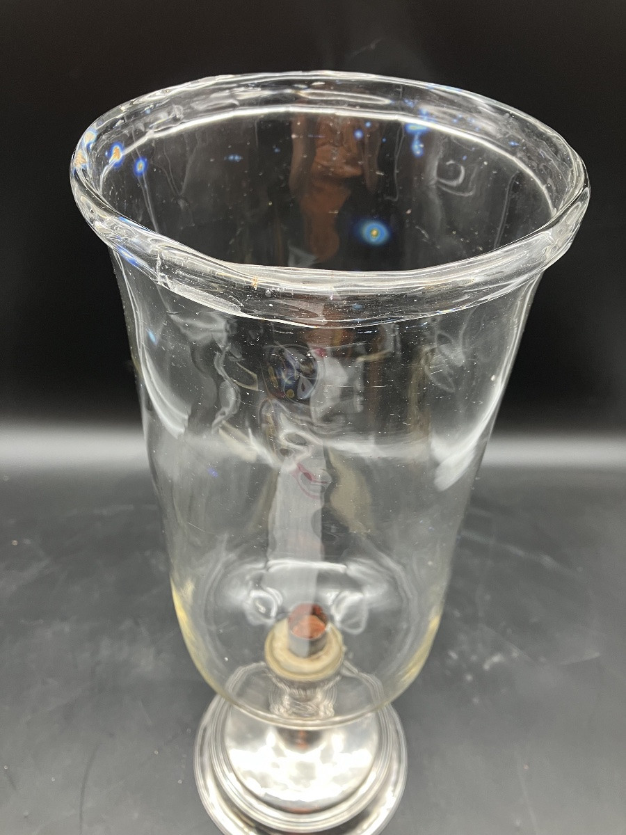 Rare Photophore époque 18ème siècle en argent et cristal -photo-4