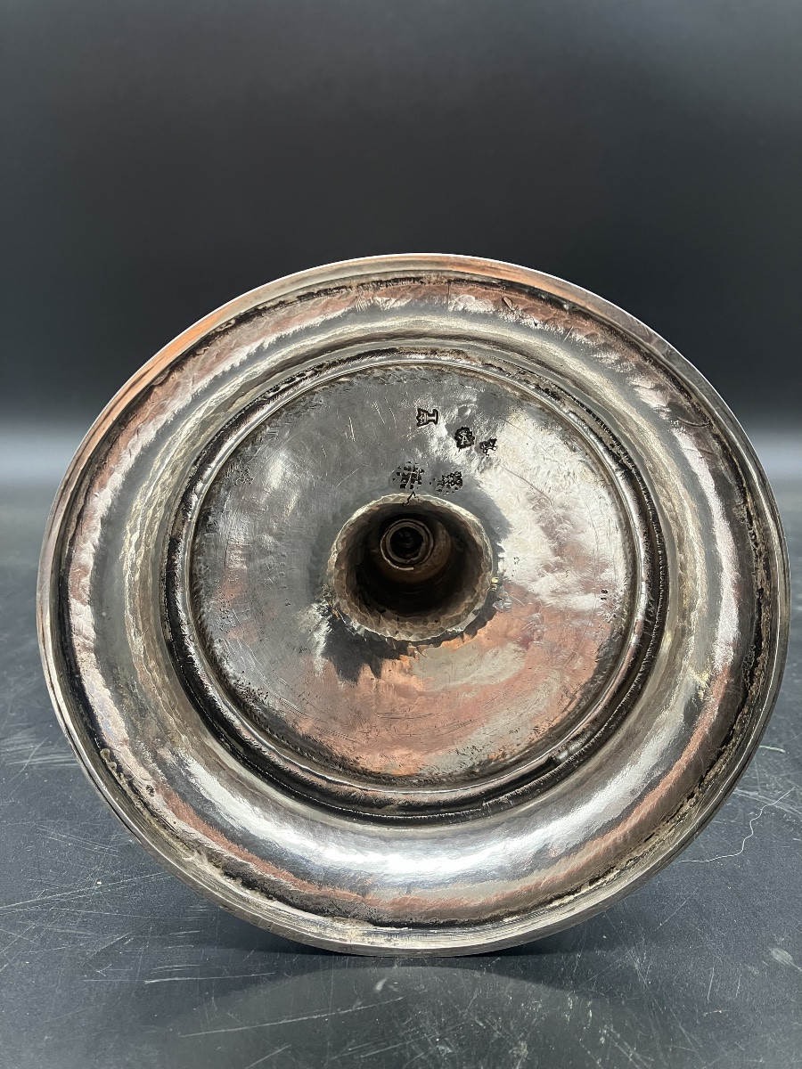 Rare Photophore époque 18ème siècle en argent et cristal -photo-3