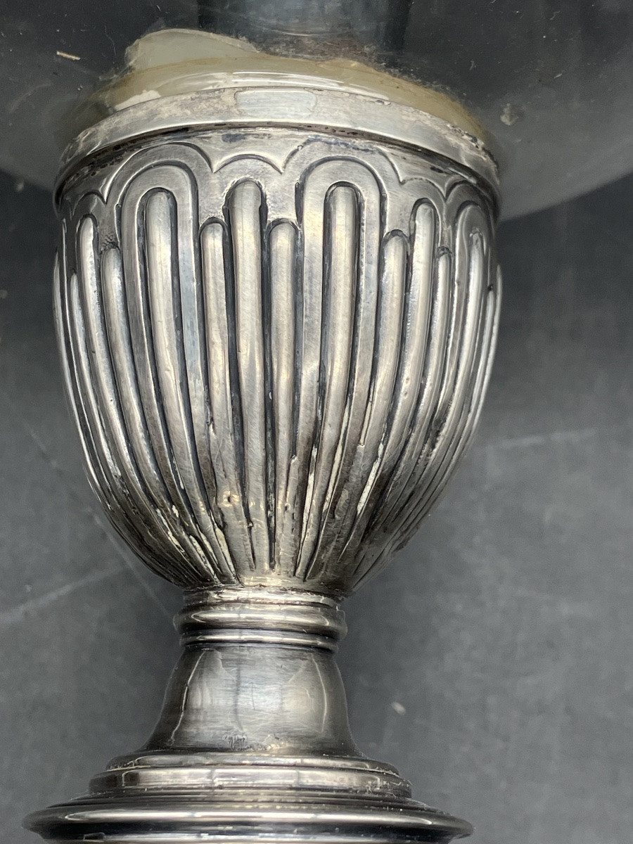 Rare Photophore époque 18ème siècle en argent et cristal -photo-4