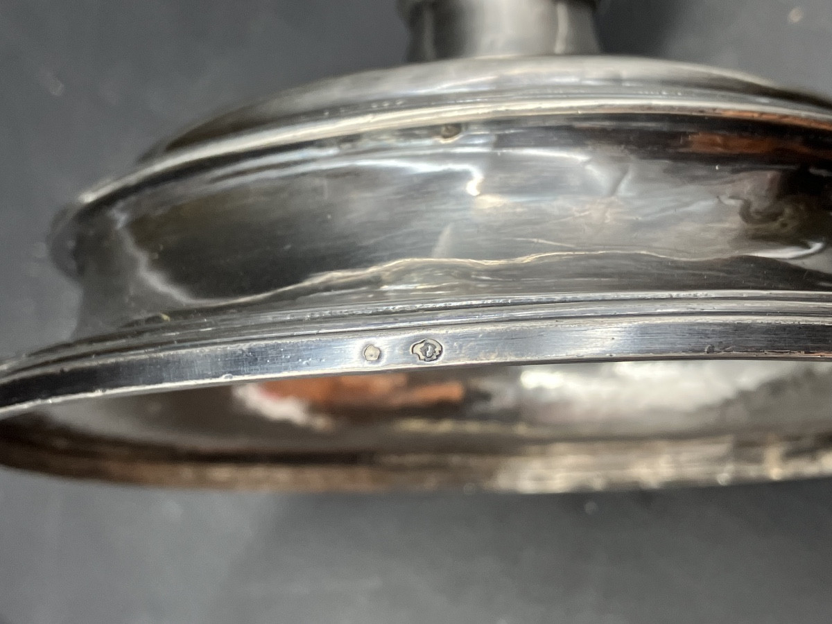 Rare Photophore époque 18ème siècle en argent et cristal -photo-8