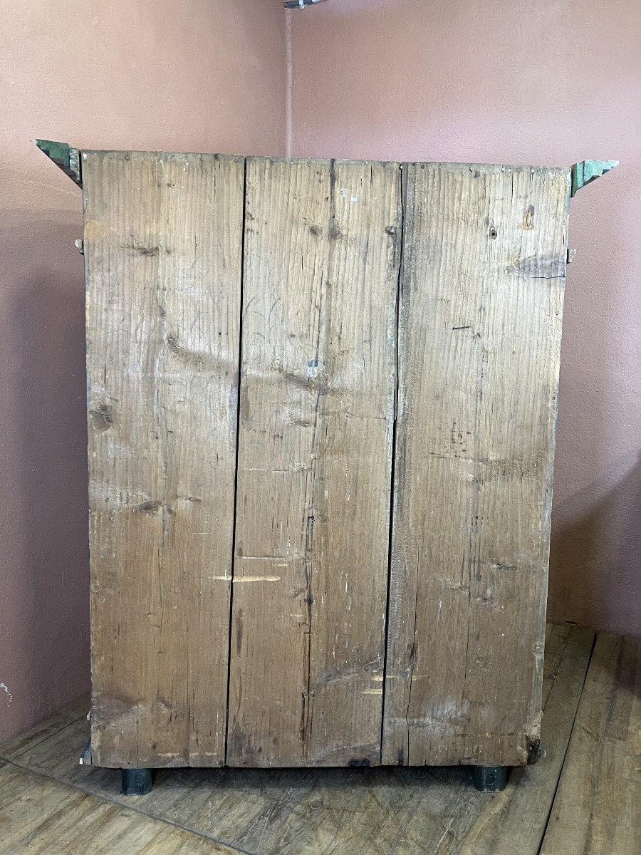 Small Polychrome Fir Cabinet 180 Cm 18th Century Tyrol Switzerland Germany Bavaria Sweden-photo-1