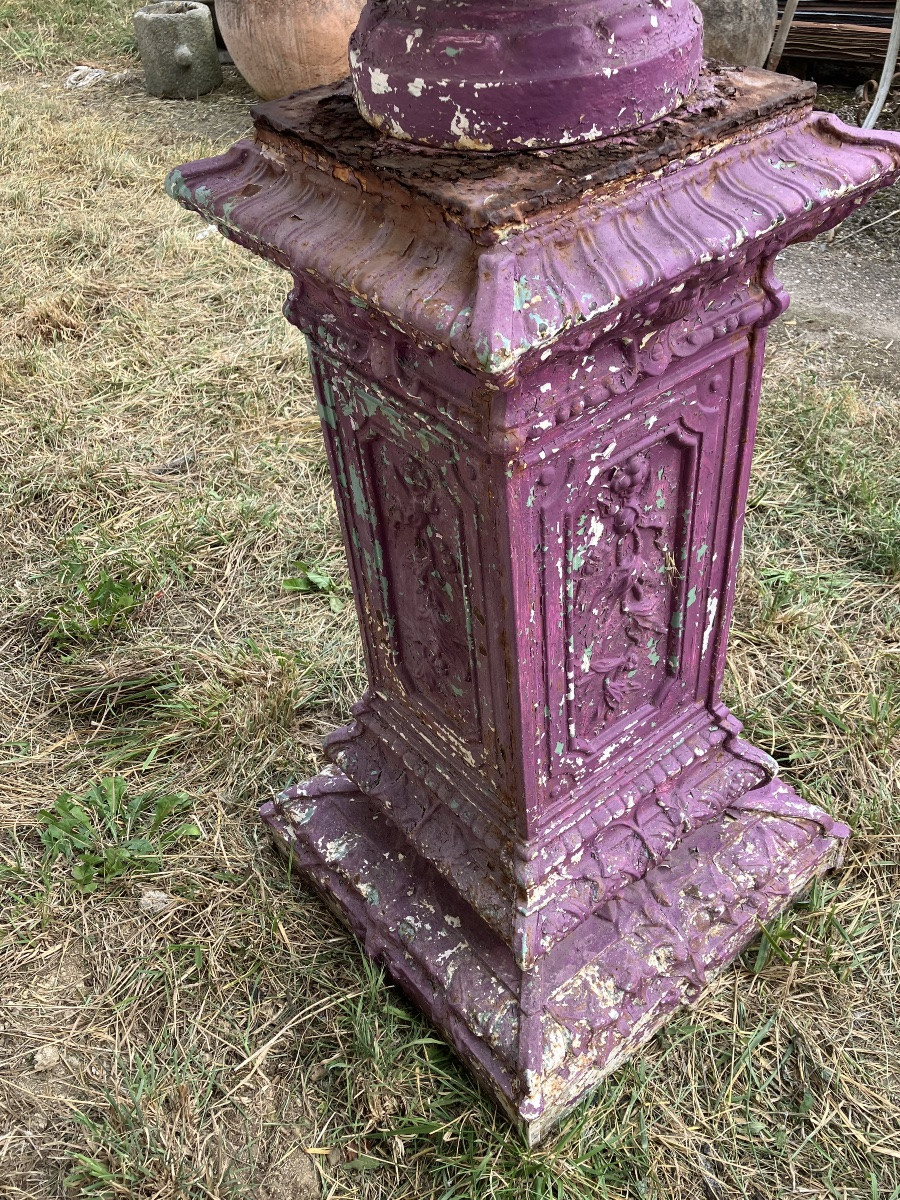 Vasque en fonte sur sa colonne époque XIXème siècle Déco jardin-photo-3