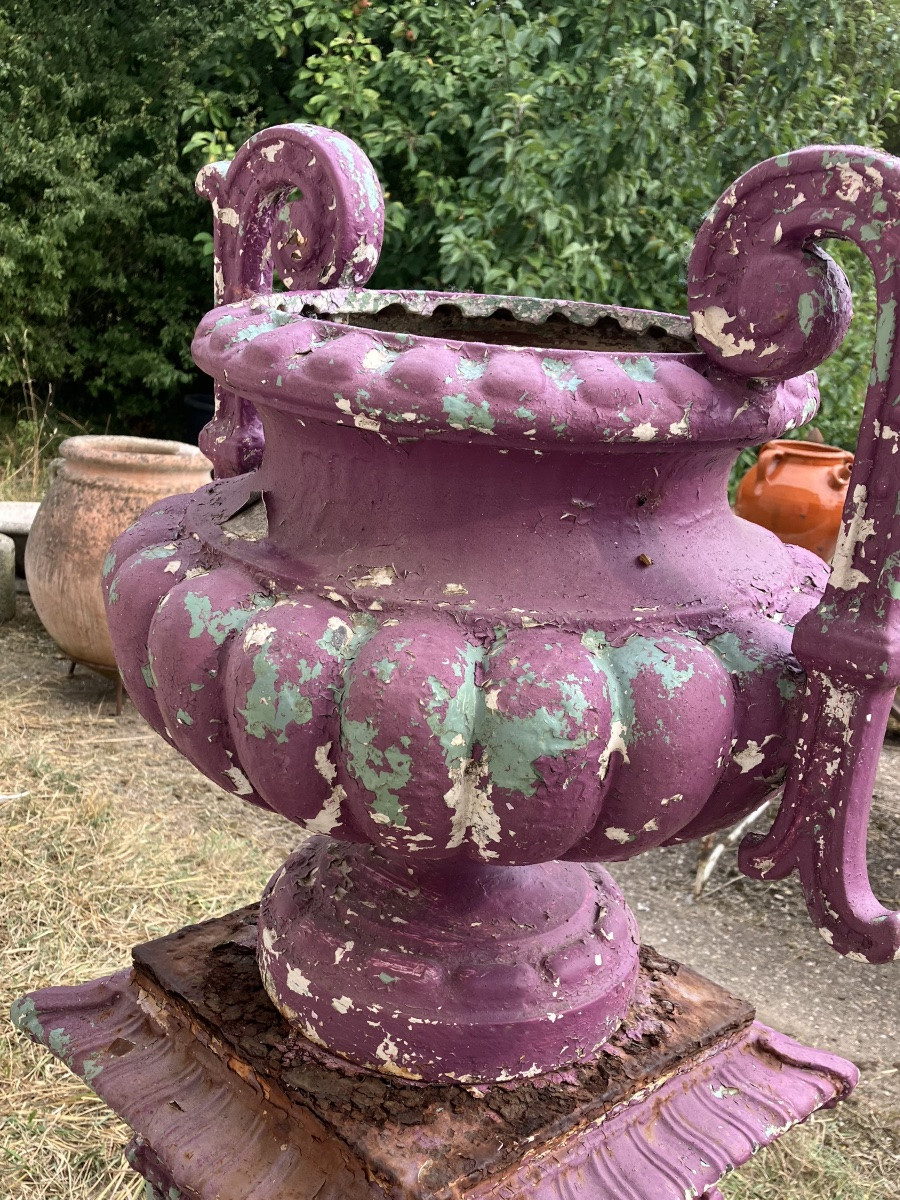 Vasque en fonte sur sa colonne époque XIXème siècle Déco jardin-photo-4