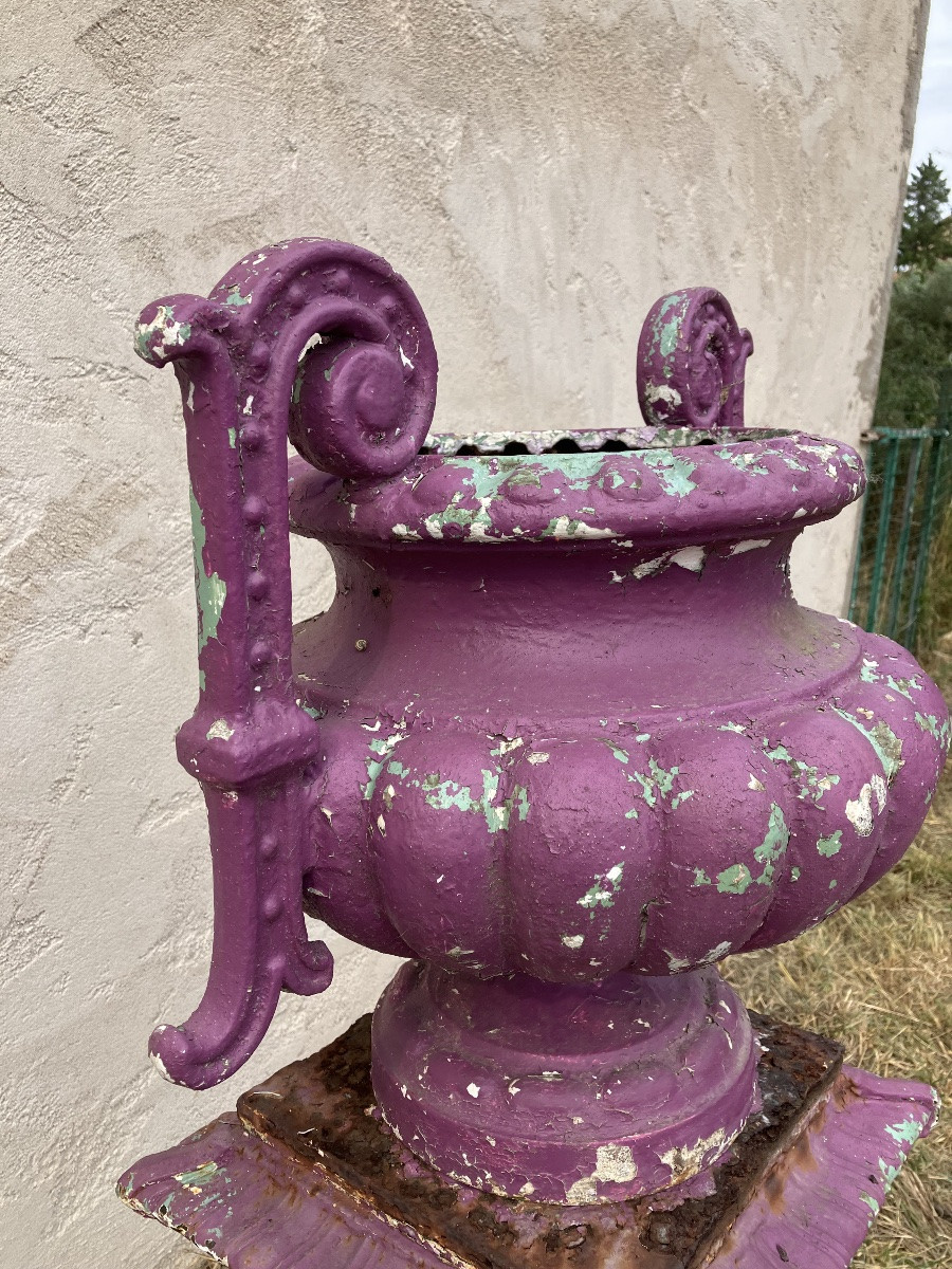 Vasque en fonte sur sa colonne époque XIXème siècle Déco jardin-photo-5