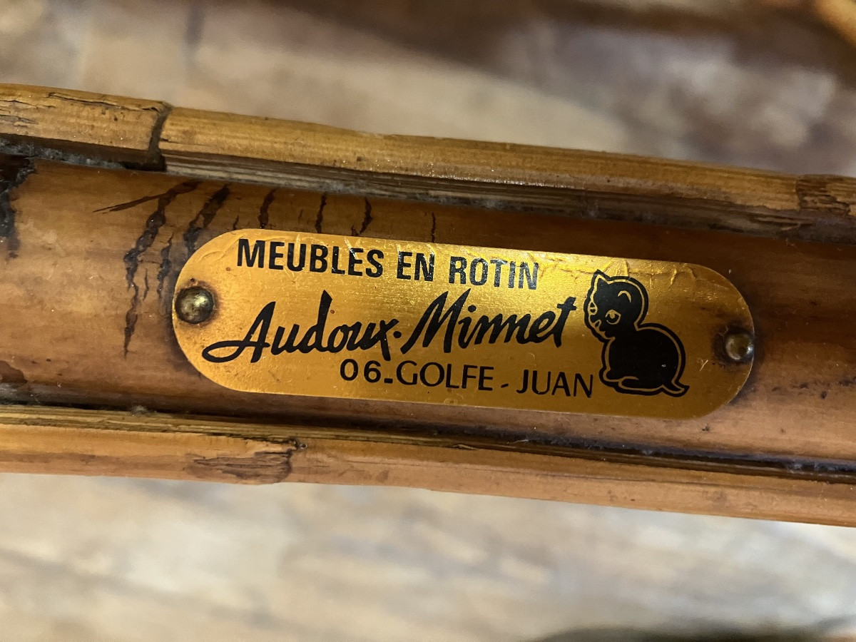 Audoux Minnet fauteuil de repos en rotin circa 1960-photo-4