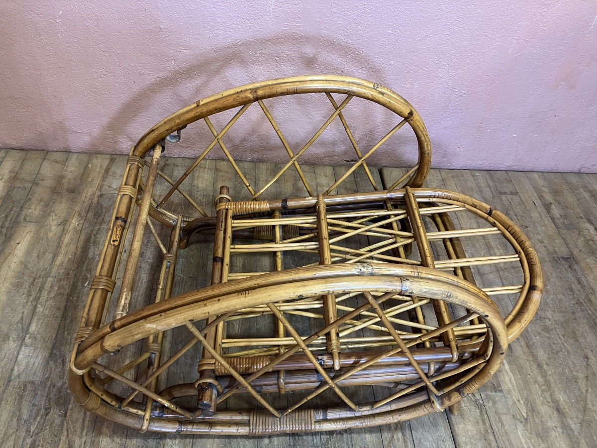 Audoux Minnet fauteuil de repos en rotin circa 1960-photo-5
