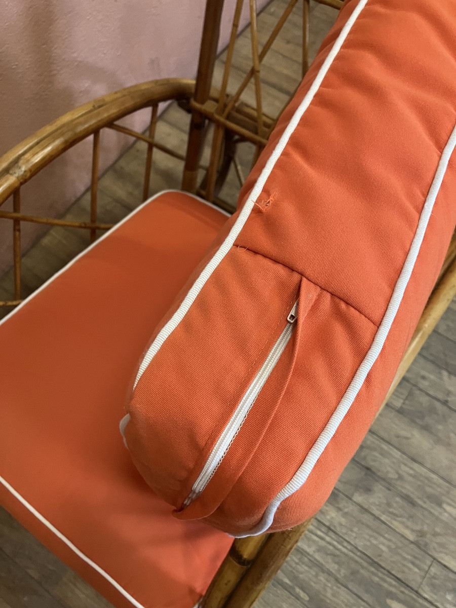 Audoux Minnet fauteuil de repos en rotin circa 1960-photo-7
