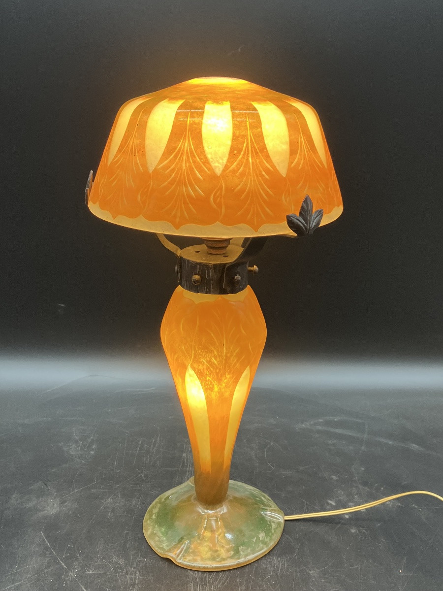 Schneider Lampe champignon art deco Charder Le Verre Français -photo-3