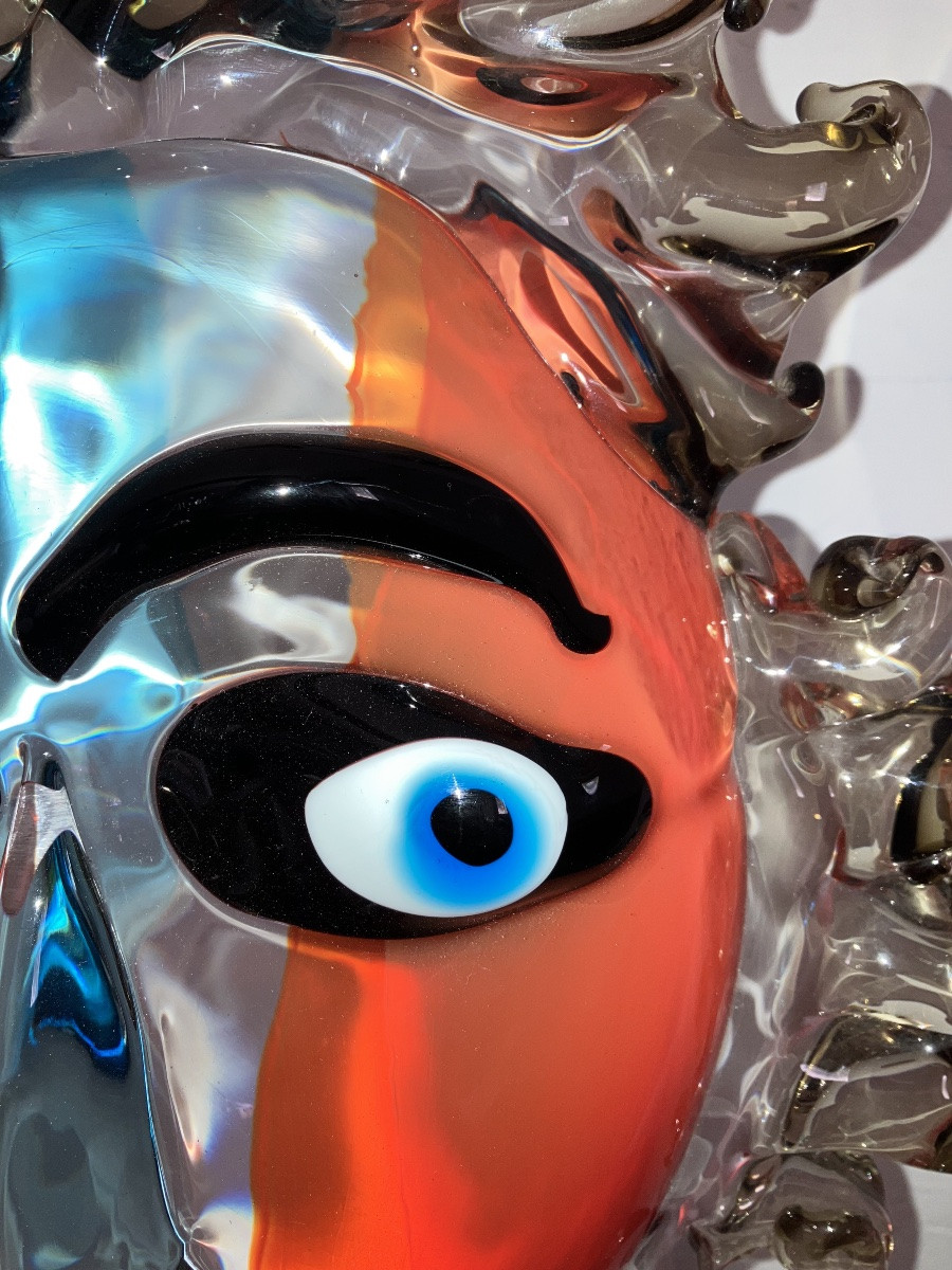 Murano - Alessandro Barbaro At Vetreria Artistica Colleoni In Murano Face Glass Sculpture-photo-4