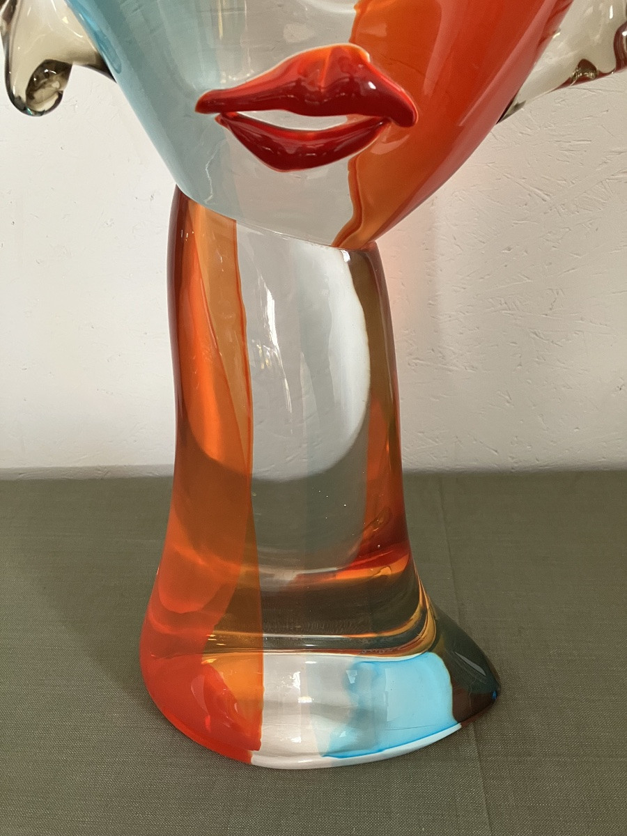 Murano - Alessandro Barbaro At Vetreria Artistica Colleoni In Murano Face Glass Sculpture-photo-1