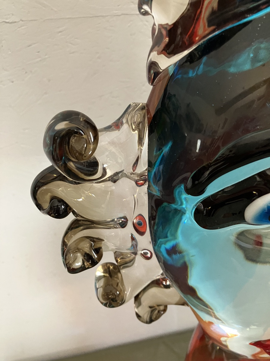 Murano - Alessandro Barbaro At Vetreria Artistica Colleoni In Murano Face Glass Sculpture-photo-7