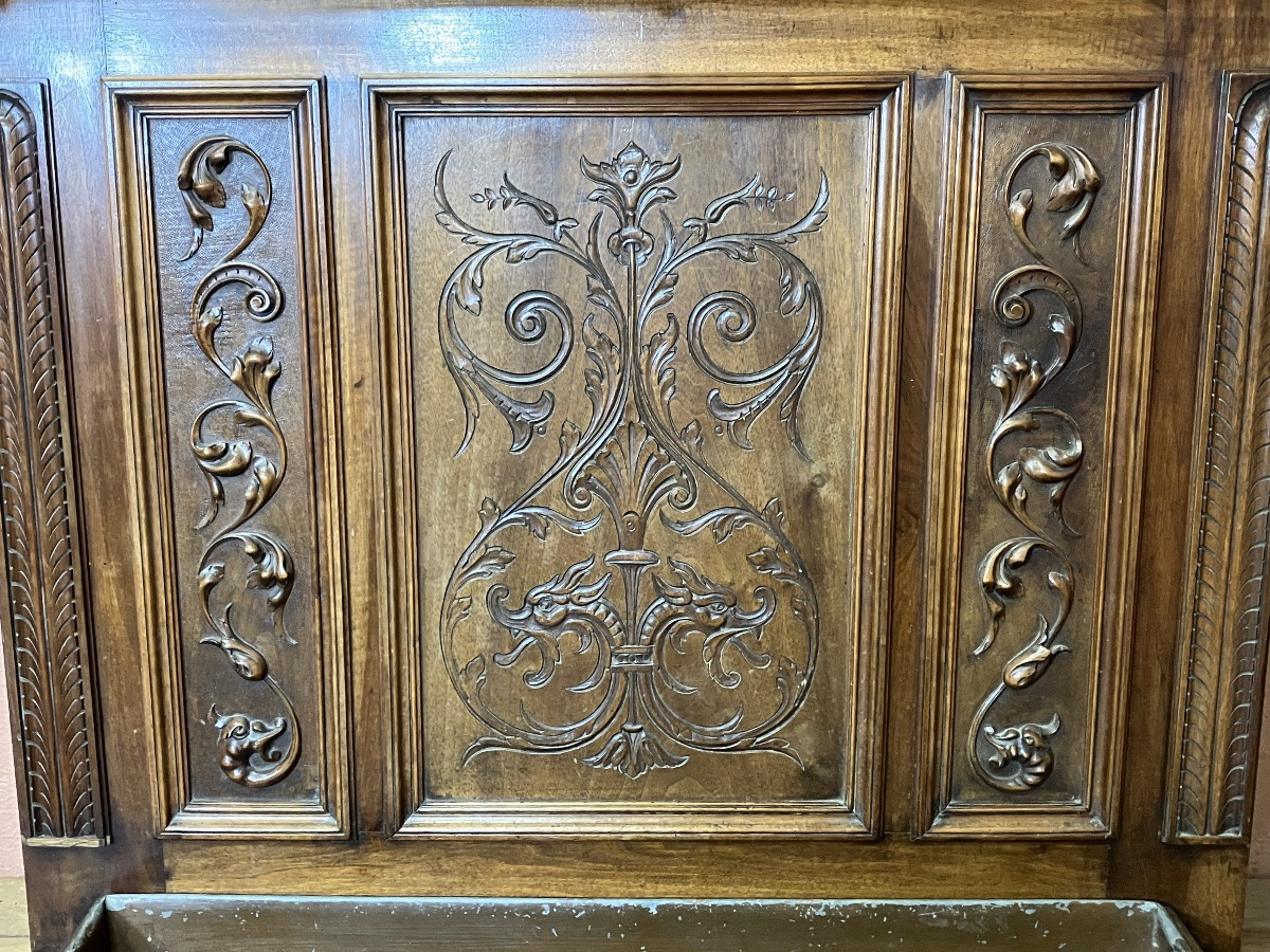 vestiaire porte manteaux en noyer Napoléon III largeur 1 mètre-photo-4