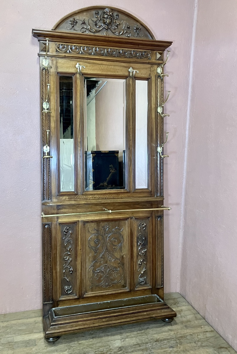 vestiaire porte manteaux en noyer Napoléon III largeur 1 mètre