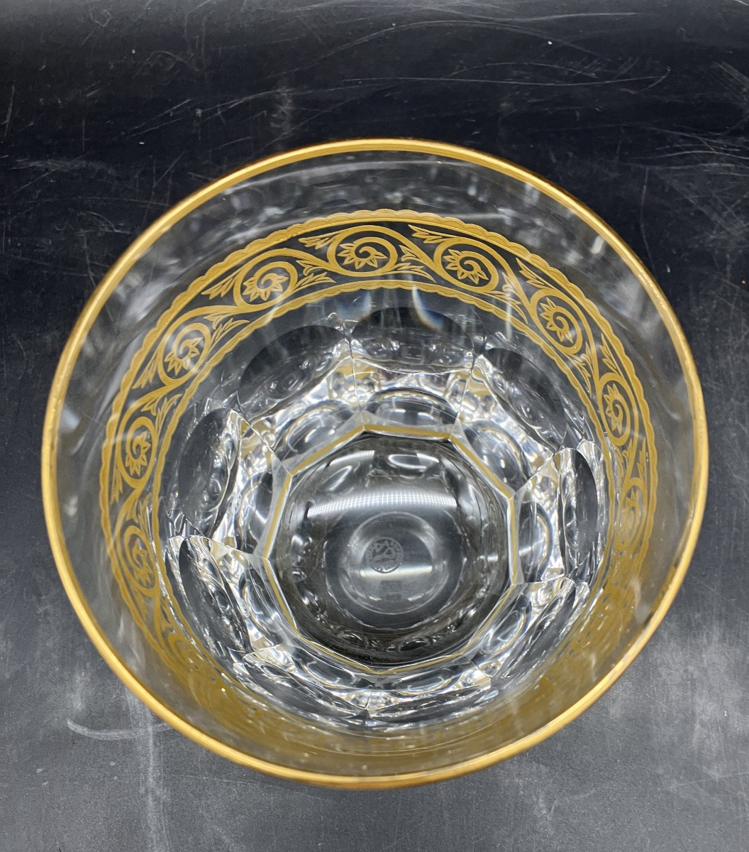 Seau à glace Baccarat Eldorado avec sa pince à glaçons cristal doré -photo-3