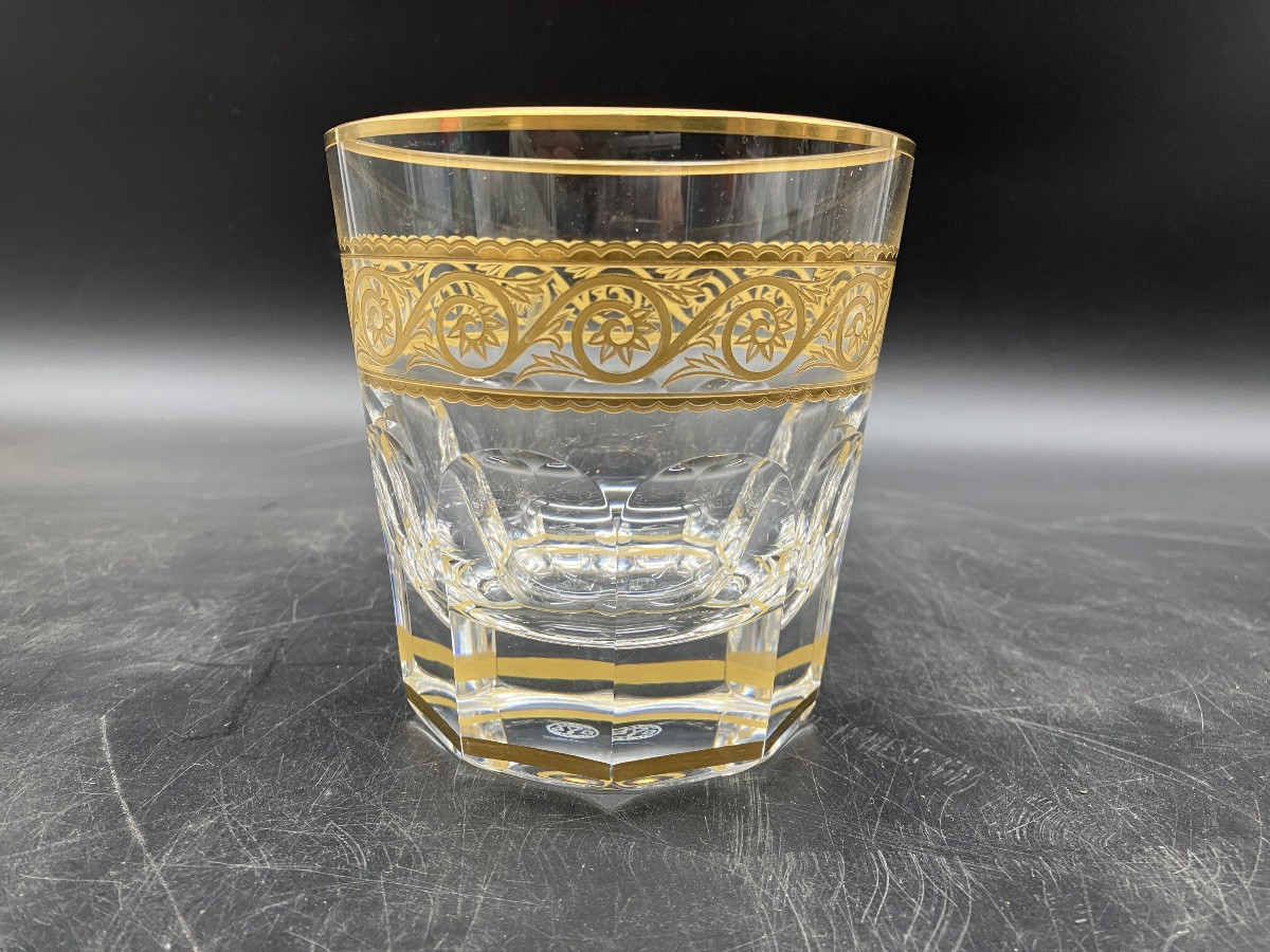 Seau à glace Baccarat Eldorado avec sa pince à glaçons cristal doré -photo-5