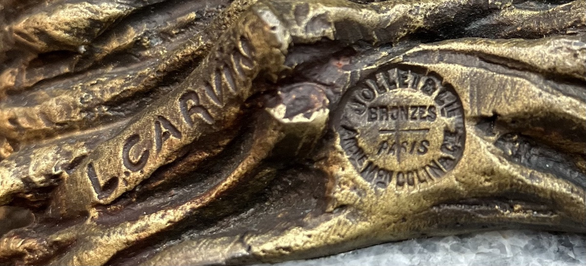 Louis Carvin Patriotic Bronze Alsace French They Will Be French Storks -photo-2