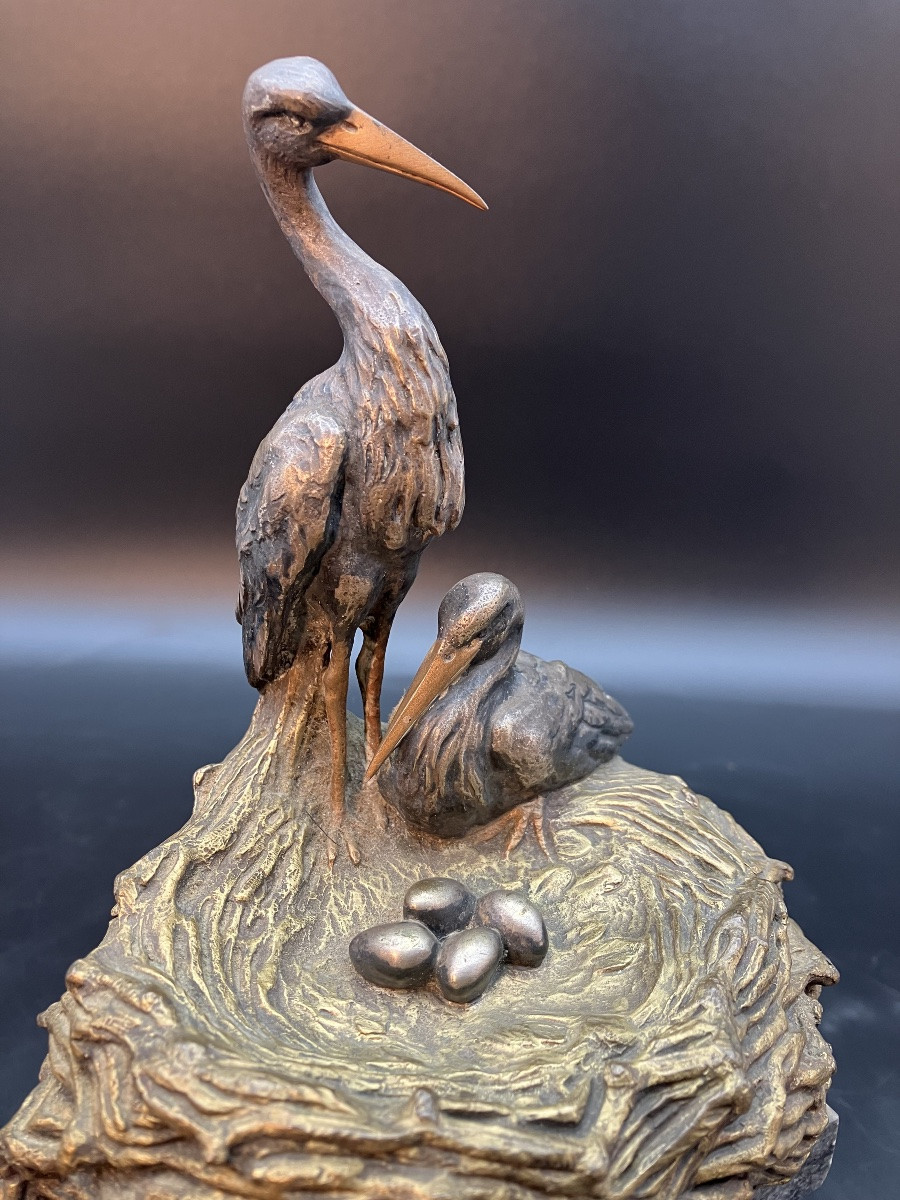 Louis Carvin Patriotic Bronze Alsace French They Will Be French Storks -photo-7