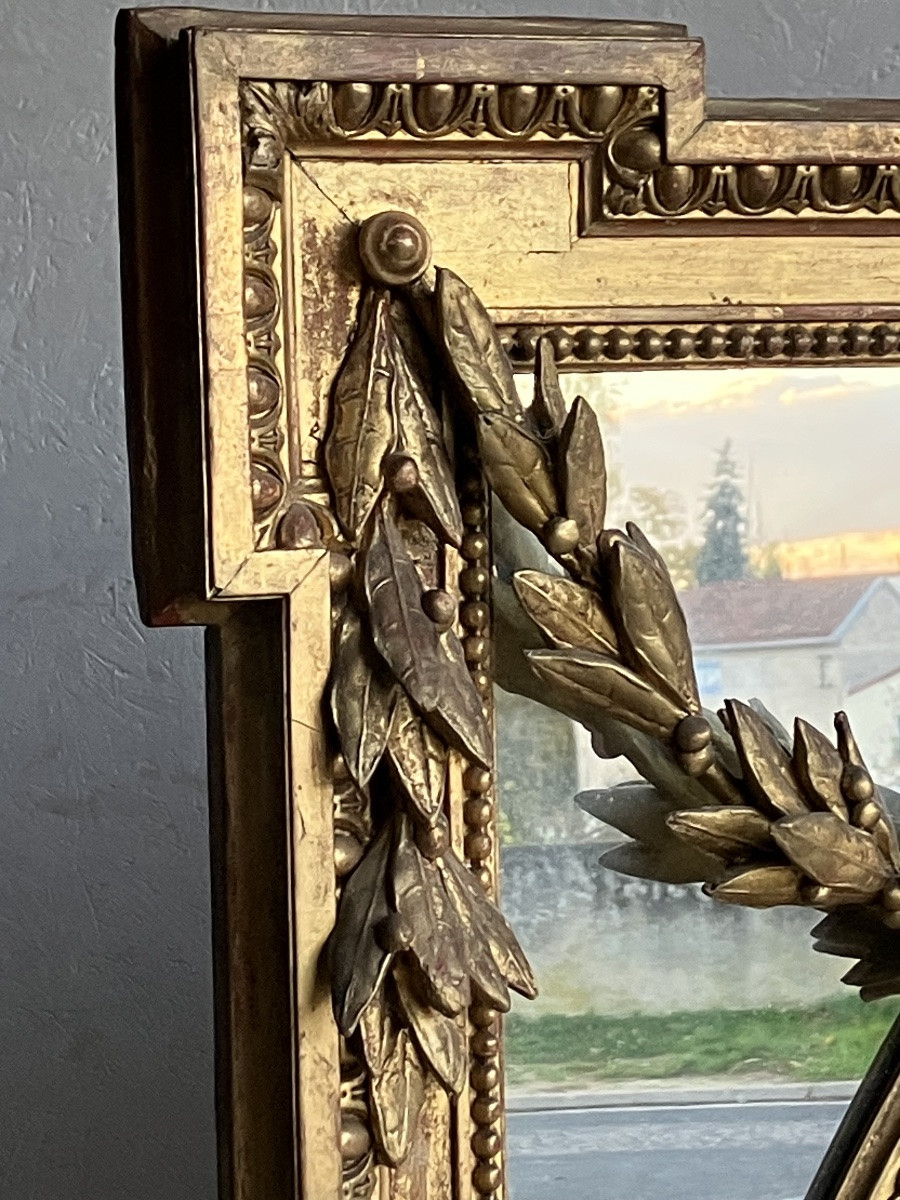 Large Gilded Mirror With Pareclose 156 Cm Napoleon III Beveled Tin -photo-3