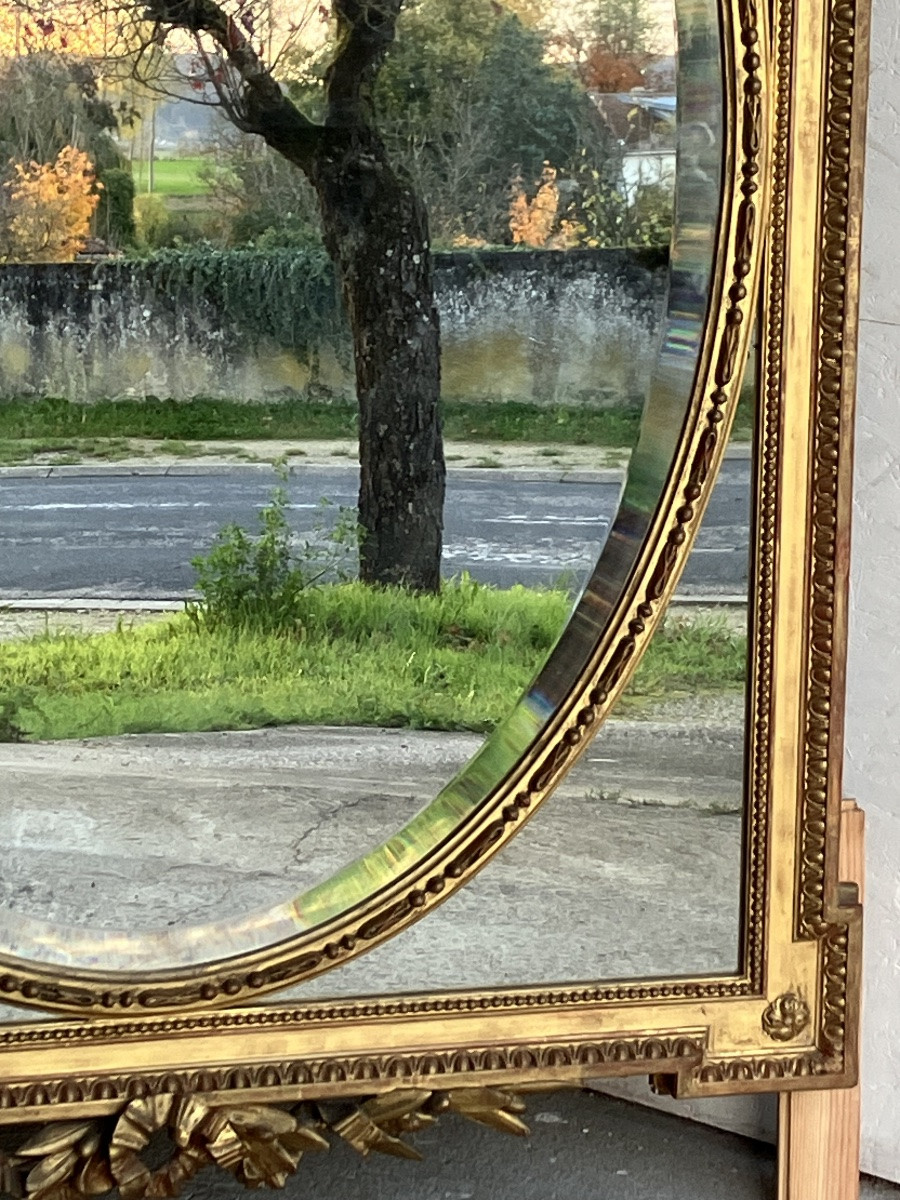 Large Gilded Mirror With Pareclose 156 Cm Napoleon III Beveled Tin -photo-4