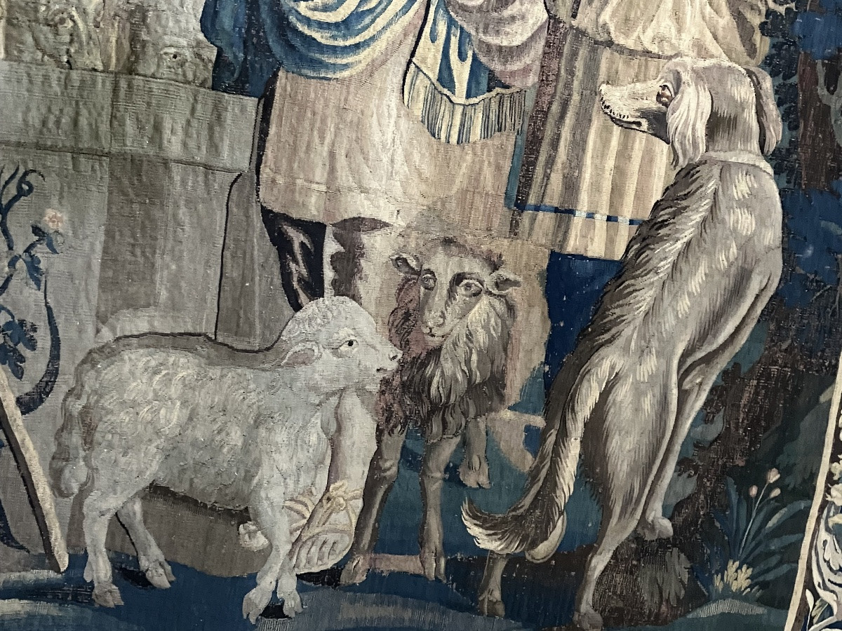 Large Flemish Tapestry, 17th Century, 297 X 370 Cm, Rebecca At The Well -photo-4